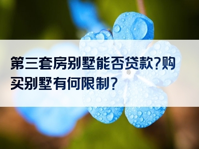 第三套房别墅能否贷款？购买别墅有何限制？