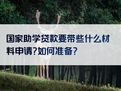 国家助学贷款要带些什么材料申请？如何准备？