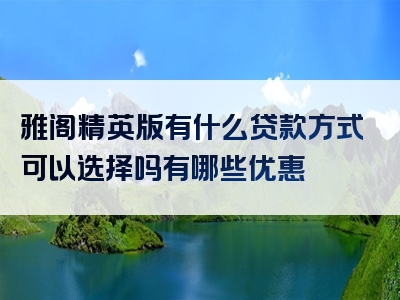 雅阁精英版有什么贷款方式可以选择吗有哪些优惠