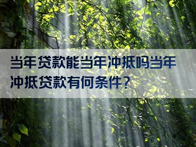 当年贷款能当年冲抵吗当年冲抵贷款有何条件？