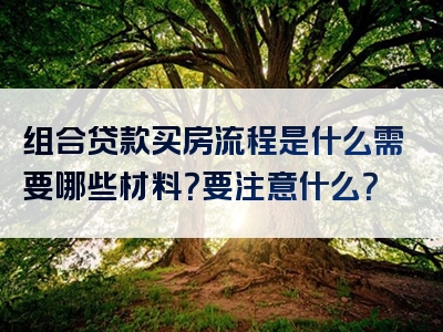 组合贷款买房流程是什么需要哪些材料？要注意什么？