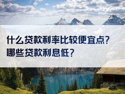 什么贷款利率比较便宜点？哪些贷款利息低？