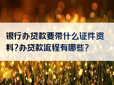 银行办贷款要带什么证件资料？办贷款流程有哪些？