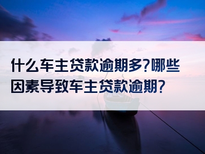 什么车主贷款逾期多？哪些因素导致车主贷款逾期？