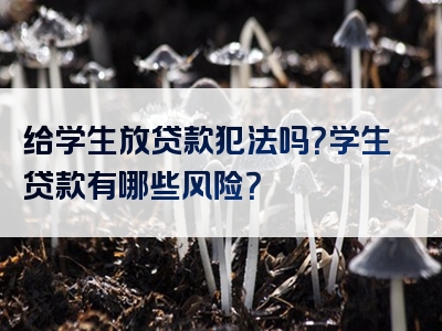 给学生放贷款犯法吗？学生贷款有哪些风险？