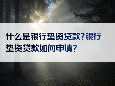 什么是银行垫资贷款？银行垫资贷款如何申请？