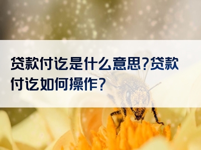 贷款付讫是什么意思？贷款付讫如何操作？