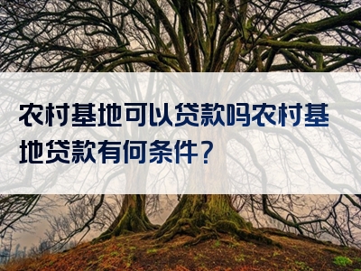 农村基地可以贷款吗农村基地贷款有何条件？