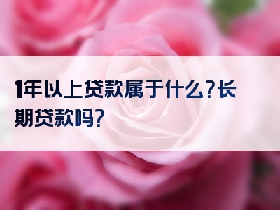 1年以上贷款属于什么？长期贷款吗？