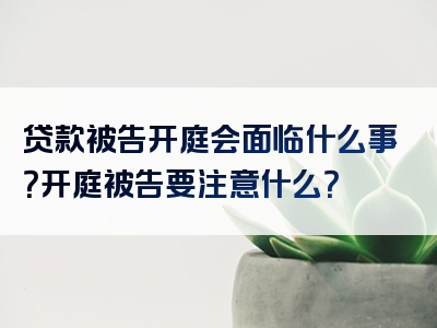 贷款被告开庭会面临什么事？开庭被告要注意什么？