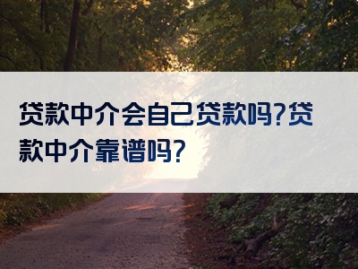 贷款中介会自己贷款吗？贷款中介靠谱吗？