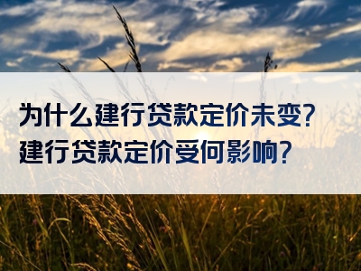 为什么建行贷款定价未变？建行贷款定价受何影响？