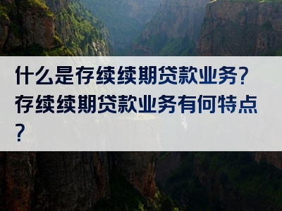 什么是存续续期贷款业务？存续续期贷款业务有何特点？