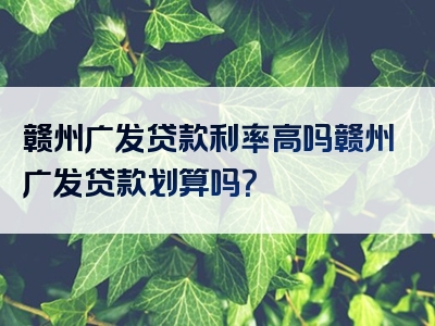 赣州广发贷款利率高吗赣州广发贷款划算吗？