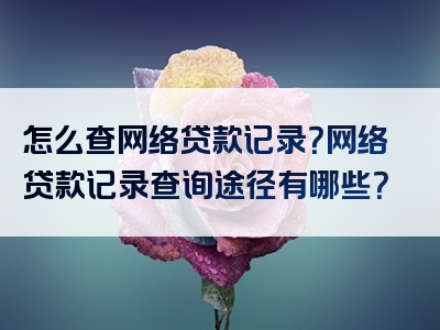 怎么查网络贷款记录？网络贷款记录查询途径有哪些？