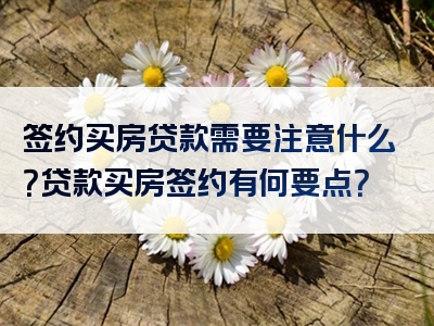 签约买房贷款需要注意什么？贷款买房签约有何要点？