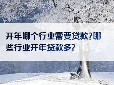 开年哪个行业需要贷款？哪些行业开年贷款多？