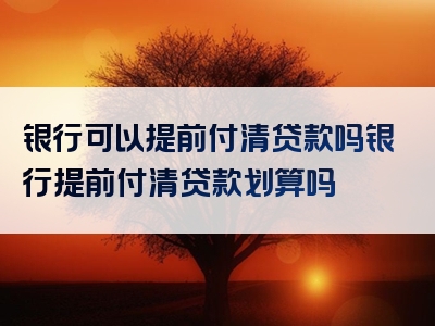 银行可以提前付清贷款吗银行提前付清贷款划算吗