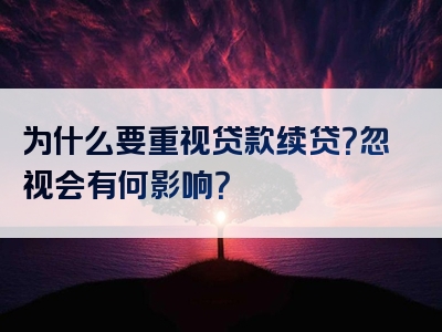 为什么要重视贷款续贷？忽视会有何影响？