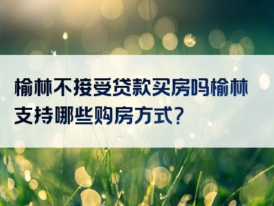 榆林不接受贷款买房吗榆林支持哪些购房方式？