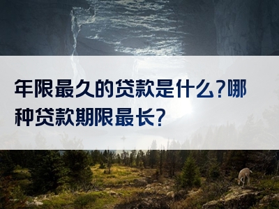 年限最久的贷款是什么？哪种贷款期限最长？