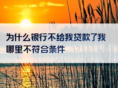 为什么银行不给我贷款了我哪里不符合条件