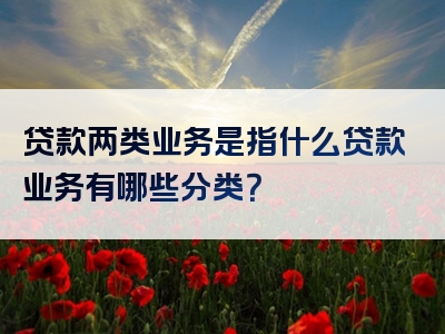 贷款两类业务是指什么贷款业务有哪些分类？