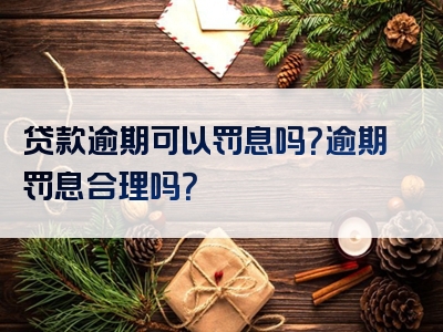 贷款逾期可以罚息吗？逾期罚息合理吗？