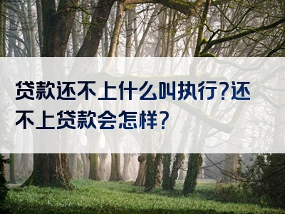 贷款还不上什么叫执行？还不上贷款会怎样？