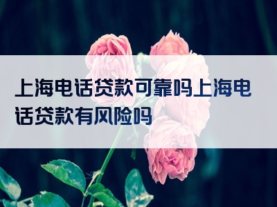 上海电话贷款可靠吗上海电话贷款有风险吗