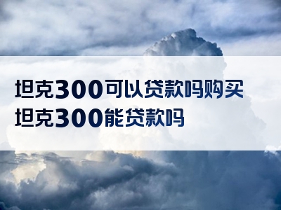 坦克300可以贷款吗购买坦克300能贷款吗