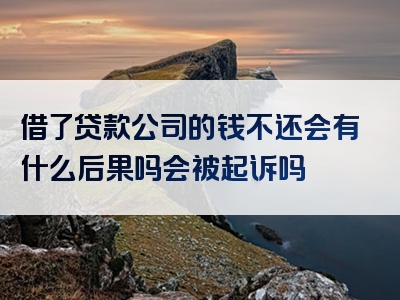 借了贷款公司的钱不还会有什么后果吗会被起诉吗