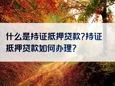 什么是持证抵押贷款？持证抵押贷款如何办理？