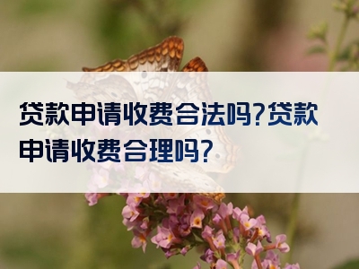 贷款申请收费合法吗？贷款申请收费合理吗？