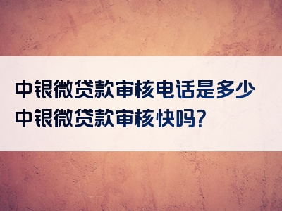 中银微贷款审核电话是多少中银微贷款审核快吗？