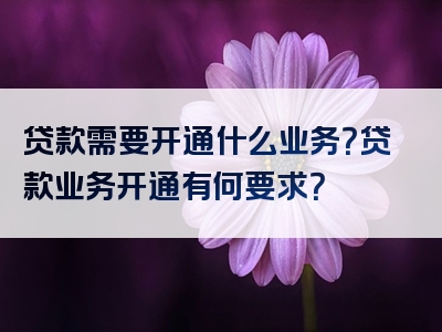 贷款需要开通什么业务？贷款业务开通有何要求？