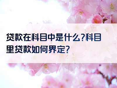 贷款在科目中是什么？科目里贷款如何界定？