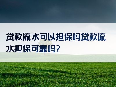 贷款流水可以担保吗贷款流水担保可靠吗？