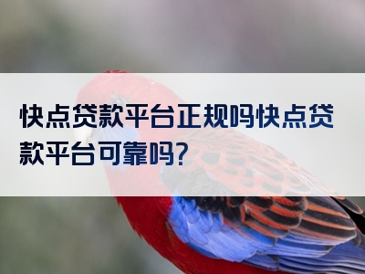 快点贷款平台正规吗快点贷款平台可靠吗？