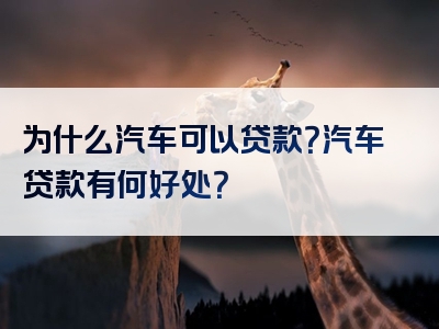 为什么汽车可以贷款？汽车贷款有何好处？