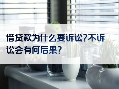 借贷款为什么要诉讼？不诉讼会有何后果？