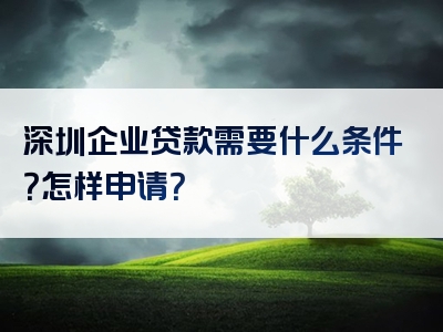 深圳企业贷款需要什么条件？怎样申请？