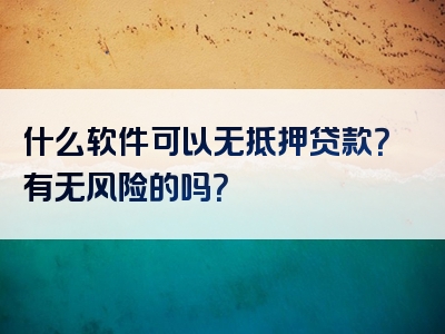 什么软件可以无抵押贷款？有无风险的吗？