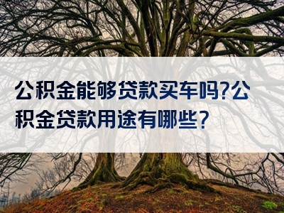 公积金能够贷款买车吗？公积金贷款用途有哪些？