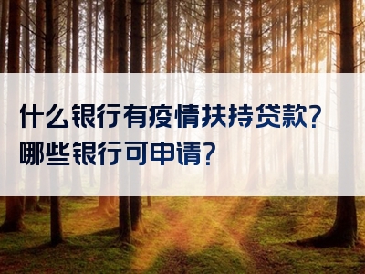 什么银行有疫情扶持贷款？哪些银行可申请？