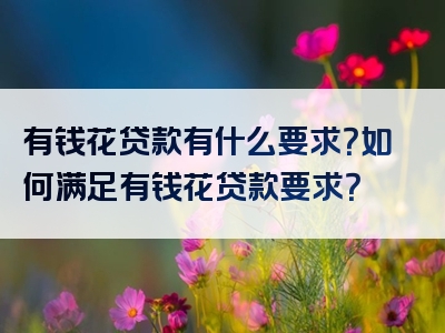 有钱花贷款有什么要求？如何满足有钱花贷款要求？