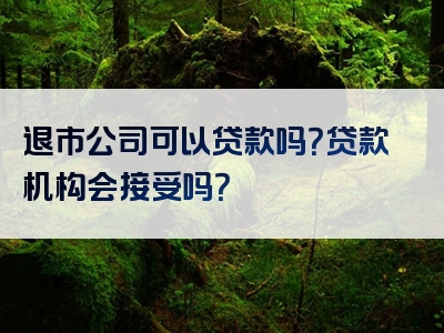 退市公司可以贷款吗？贷款机构会接受吗？