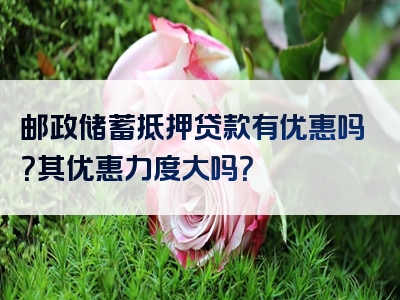 邮政储蓄抵押贷款有优惠吗？其优惠力度大吗？