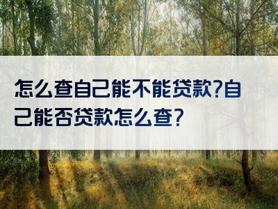 怎么查自己能不能贷款？自己能否贷款怎么查？