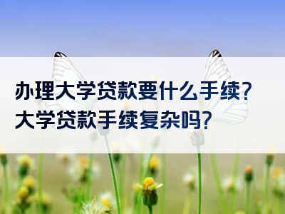 办理大学贷款要什么手续？大学贷款手续复杂吗？